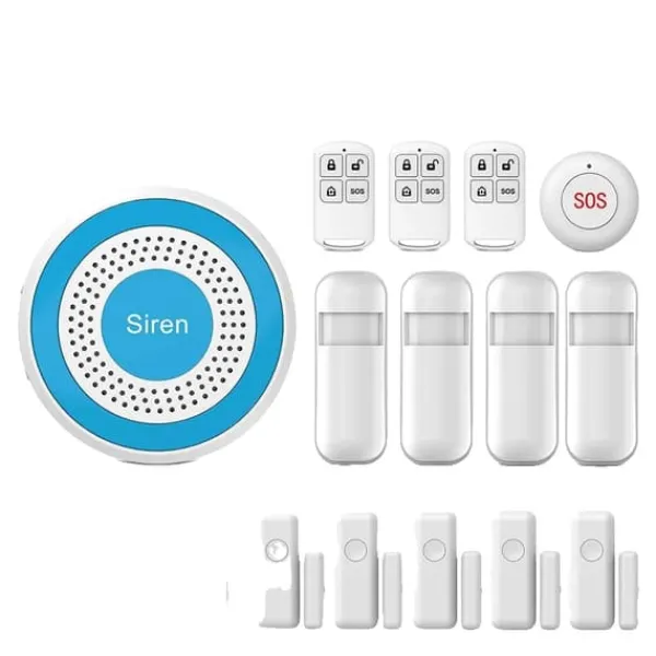 Smart Hem Larm System, Trådlös Anslutning, App-Styrd,WiFi Larm Kit E, EU Kontakt