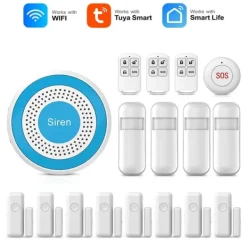 Smart Hem Larm System, Trådlös Anslutning, App-Styrd,WiFi Larm Kit E, EU Kontakt