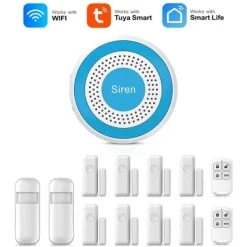 Smart Hem Larm System, Trådlös Anslutning, App-Styrd,WiFi Larm Kit H, EU Kontakt