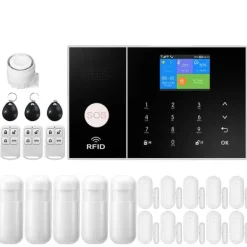 Online Smart Hem Larm System, WiFi & 4G Anslutning, Rörelsedetektering,EU-kontakt, F Hemlarmsystem