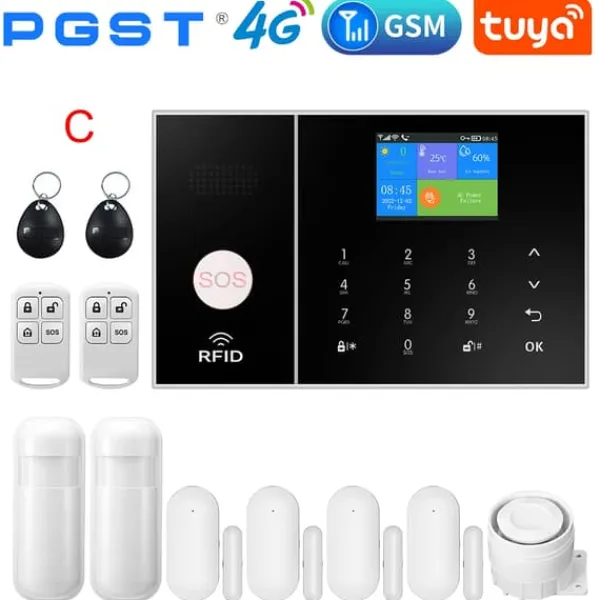 Best Smart Hem Larm System, WiFi & 4G Anslutning, Rörelsedetektering,C, EU-kontakt Hemlarmsystem