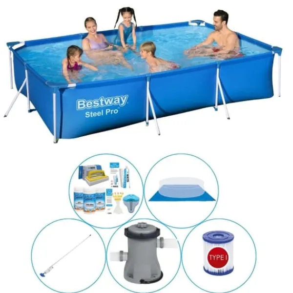 Bestway Smart Pool Deal - 6-delad - Steel Pro rektangulär 300x201x66 cm