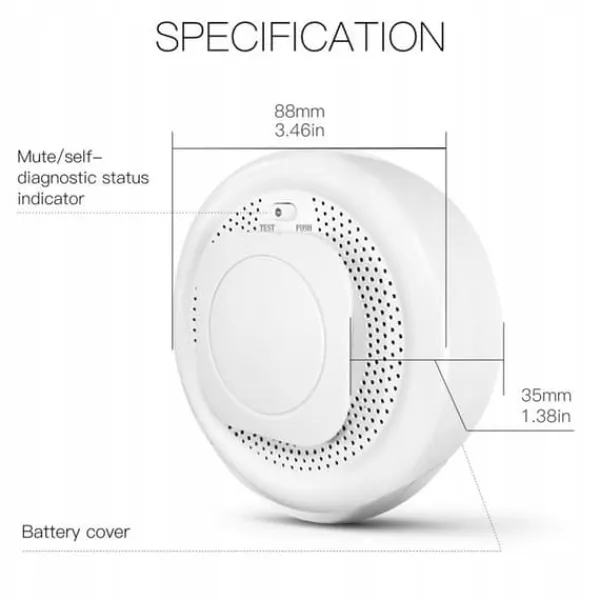 Outlet Smart Zigbee rökdetektor - MOES - Brandsäkert material - Smartphone-notifikationer - Ljudlarm Rök- & Koloxiddetektorer