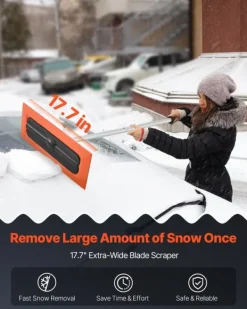 Snöraka för biltak - Snöskrapa med skumblad - 1,2 m Längd - 45 cm Repfritt Skumblad - Halkfritt Handtag - Lätt - Löv- och Skräpborttagning