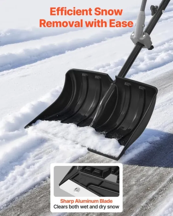 Snöskyffel - Handhållen snöplog - Bladbredd 45,5 cm - D-handtag - Halkfritt grepp - Lätt vikt - Stor kapacitet - För uppfart & utomhus