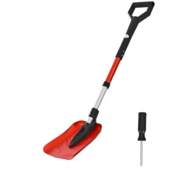 Hot Snöskyffel - Hopfällbar - Blad 22 cm - Justerbar längd 91–102 cm - D-handtag - Lätt aluminiumlegering - Ergonomisk Snöborttagning