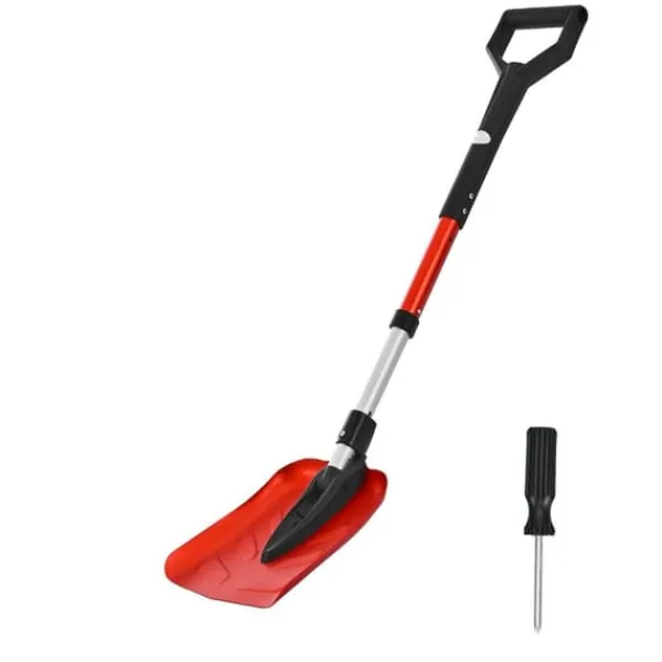 Hot Snöskyffel - Hopfällbar - Blad 22 cm - Justerbar längd 91–102 cm - D-handtag - Lätt aluminiumlegering - Ergonomisk Snöborttagning