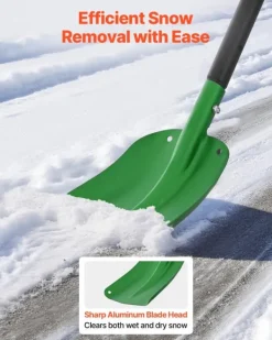 Snöskyffel - Snöplog - Aluminium - 21,5 cm Bredd - T-handtag - Lätt och bärbar - För uppfart, bil, camping - Stor kapacitet Snöborttagning
