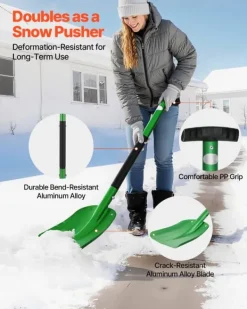 Snöskyffel - Snöplog - Aluminium - 21,5 cm Bredd - T-handtag - Lätt och bärbar - För uppfart, bil, camping - Stor kapacitet Snöborttagning