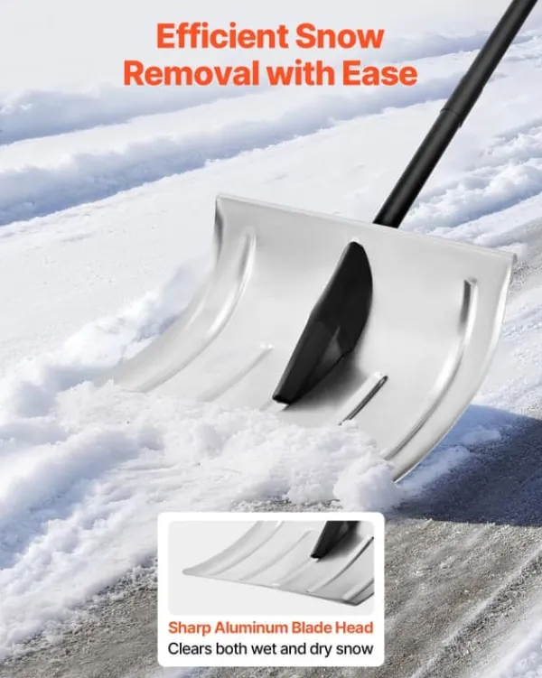 Outlet Snöskyffel - Snöskovel 40 cm - Aluminiumlegering - Halkfritt Grepp - Lätt - Avtagbart Skaft - Stor Kapacitet - För Uppfart Snöborttagning