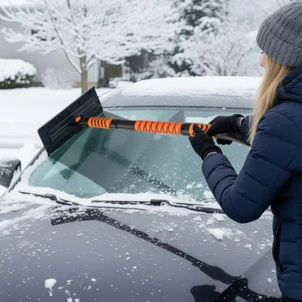 New Snöskyffel och isskrapa, 31x15x84-104 cm, orange Snöborttagning