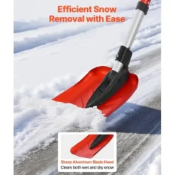 Snöskyffel, 91-102x22 cm, Röd, Fällbart verktyg i aluminiumlegering Snöborttagning
