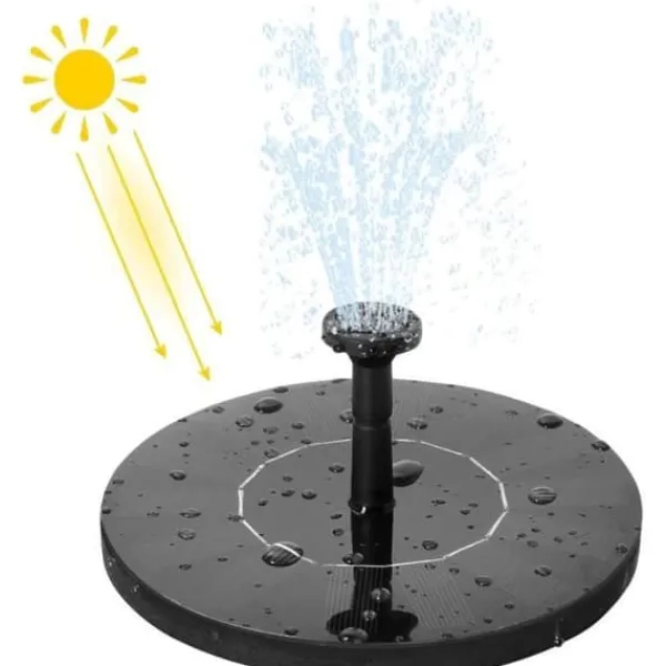 Sol energipump - YUENFONG - 1,4 W - Flöde 180 L/h - Panel 16 cm - 4 sprutlägen