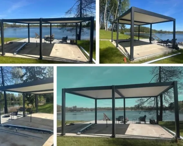 SOL PRO Bioklimatisk Pergola 4 x 4 m i aluminium med automatiskt justerbart tak och LED-belysning – antracitfärgad