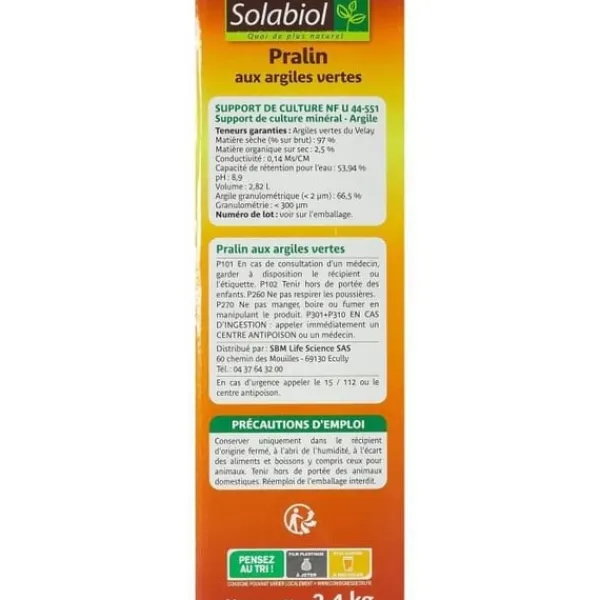 Best Solabiol SOPRAL3 Pralin med grön lera - Upp till 3 l - 2,4 kg Jord & Sand