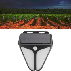 Solar Alarm Lampa Vattentät Människokropp Induktionsljus för Utomhusgård Gårdslager Staket
