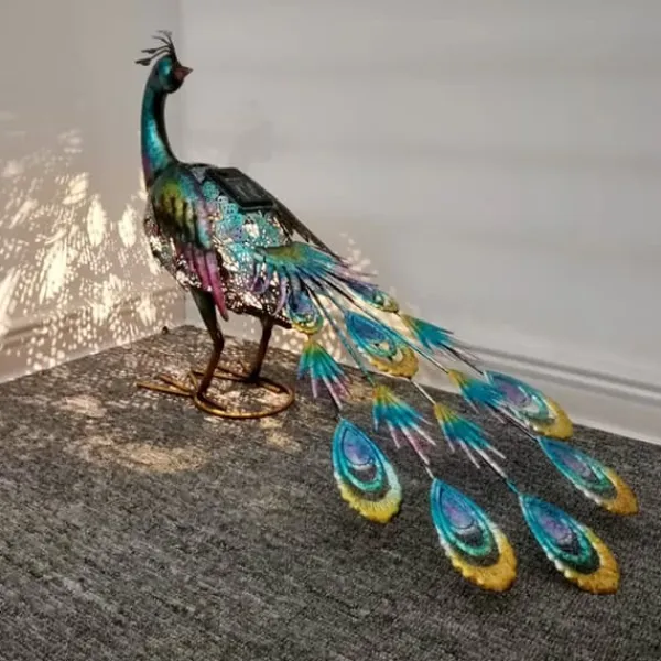 Solar Peacock Staty Light Vattentätt dekorativt järn Utomhus Peacock Light för Pathway Patio Bakgård Gräsmatta Dekoration