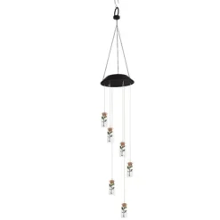 Outlet Solar Power LED Färgglad Windbell Lamp Wishing Bottle Wind Chimes Dekor för Trädgård Vinddekoration
