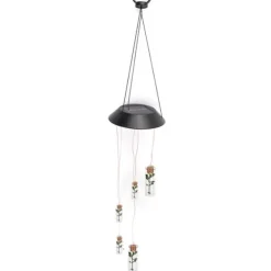 Outlet Solar Power LED Färgglad Windbell Lamp Wishing Bottle Wind Chimes Dekor för Trädgård Vinddekoration