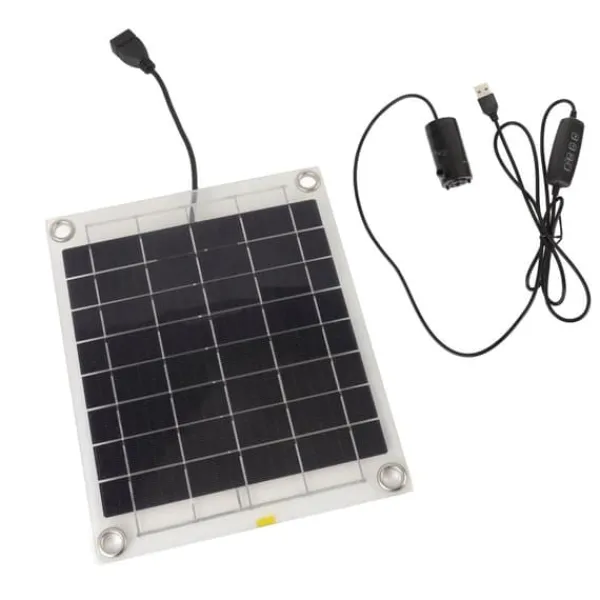 Solar vattenpumpsats med 10W dubbelsidig monokristallin silikon solpanel - 5V 3W lågbruspump