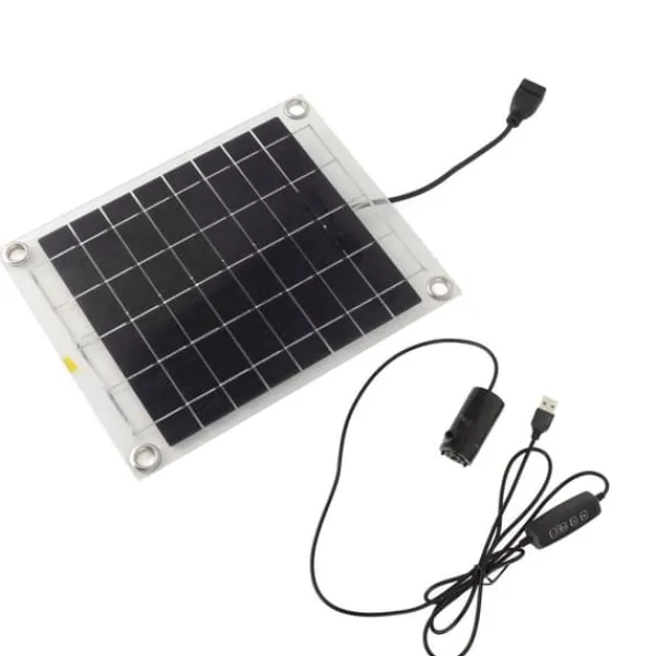 Solar vattenpumpsats med 10W dubbelsidig monokristallin silikon solpanel - 5V 3W lågbruspump