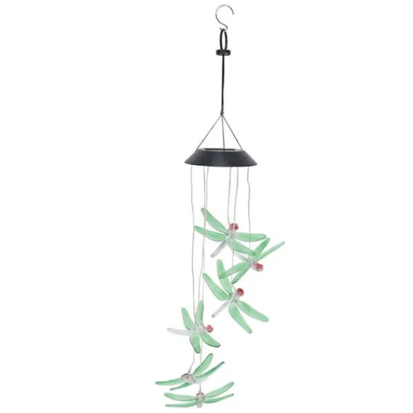 Sale Solar Wind Chimes Ljuskänslig design Vattentät Automatisk drift Grön trollslända Form Färgskiftande ljus Vinddekoration