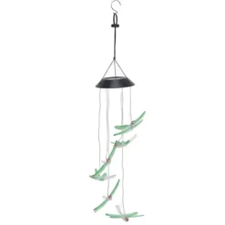 Sale Solar Wind Chimes Ljuskänslig design Vattentät Automatisk drift Grön trollslända Form Färgskiftande ljus Vinddekoration