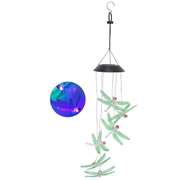 Sale Solar Wind Chimes Ljuskänslig design Vattentät Automatisk drift Grön trollslända Form Färgskiftande ljus Vinddekoration