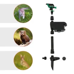 New Solardriven djurskrämma - Rörelsesensor vattenspridare - Automatisk - Timer 10/20/30 min - 3–8 bar - För kranvatten - 4 batterier - Svart Insektsmedel & Djuravvisande Medel