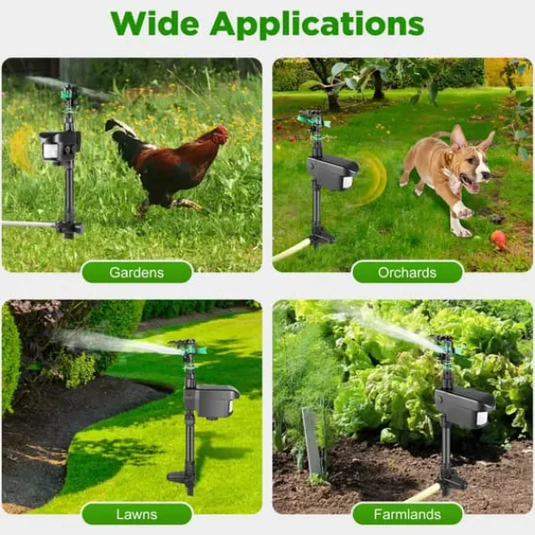 Outlet Solcellsdriven djurskrämma - Rörelseaktiverad sprinkler - Sprutvinkel 0–270° - IPX4 Stänkskydd - ABS-material - Vikt 0,8 kg - För trädgård Insektsmedel & Djuravvisande Medel