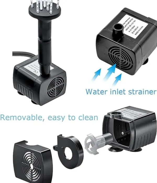 Solcellsfontän för Trädgård – Fågelbadfontän med 3-lagers Vattenfall, 4 Munstycken & DIY Vattenfunktion Fontäner & Dammar