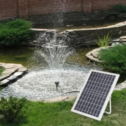 Outlet Solcellsfontänpump för damm/pool/akvarium - Vattenpump Kit - 10 W - 24 V Borstlös - Max 1000 l/h - Munstycken Ingår - Plast - Svart Fontäner & Dammar