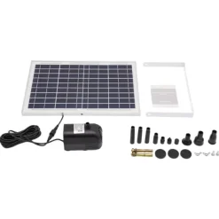Outlet Solcellsfontänpump för damm/pool/akvarium - Vattenpump Kit - 10 W - 24 V Borstlös - Max 1000 l/h - Munstycken Ingår - Plast - Svart Fontäner & Dammar