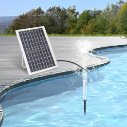 Outlet Solcellsfontänpump för damm/pool/akvarium - Vattenpump Kit - 10 W - 24 V Borstlös - Max 1000 l/h - Munstycken Ingår - Plast - Svart Fontäner & Dammar