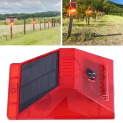 Solcellslarmlampa 129db Rörelsesensor Djuravskräckare med Fjärrkontroll för Gård/Orchard Säkerhetslampor