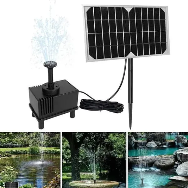 Discount Solcellspump - YUENFONG - 5W - Flöde 280 L/h - Panel 16 cm - 4 spraylägen Fontäner & Dammar