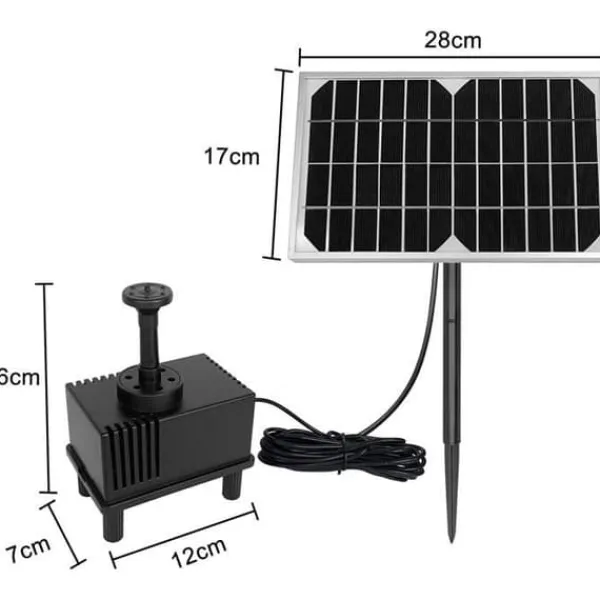 Discount Solcellspump - YUENFONG - 5W - Flöde 280 L/h - Panel 16 cm - 4 spraylägen Fontäner & Dammar