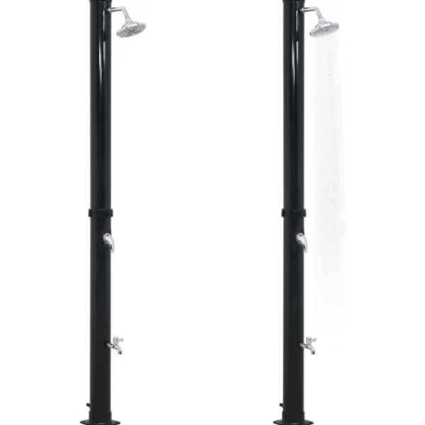 Soldusch i PVC med solenergi - Utedusch för trädgård | Färg: Svart | Storlek: 220 cm | Volym: 20 L