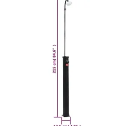 New Soldusch med solenergi - Praktisk utomhusdusch | Färg: Svart | Storlek: 215 cm | Kapacitet: 8 L Spa & Utomhusbad