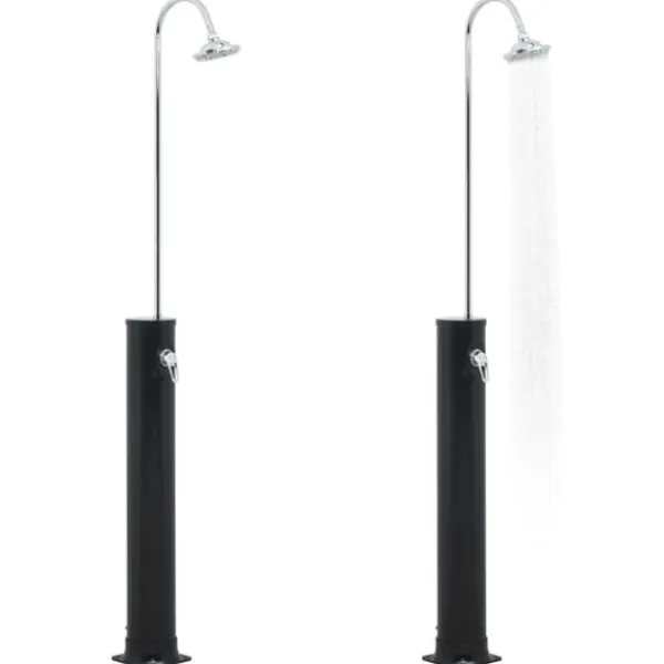 Soldusch med solenergi - Utedusch i rostfritt stål | Färg: Svart | Storlek: 214 cm | Volym: 20 L