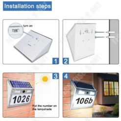 Solenergilampa med dörrnummer - TD® - 4 LED - ABS - För utomhusbruk - Solenergi