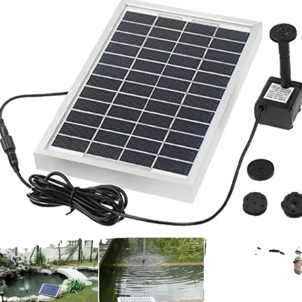 Discount Solpump, 5W solenergi, 250 L/h flödeshastighet, 60 cm spruthöjd Fontäner & Dammar