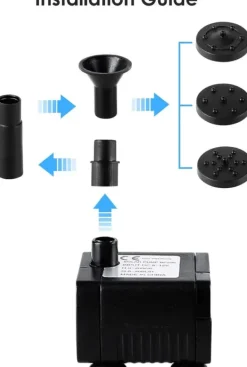 Discount Solpump, 5W solenergi, 250 L/h flödeshastighet, 60 cm spruthöjd Fontäner & Dammar