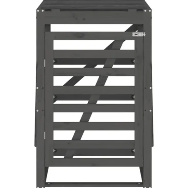 Sopkärlsskjul i massiv furu - Ventilerad design för smidig användning | Färg: Grå | Storlek: 84x90x128,5 cm