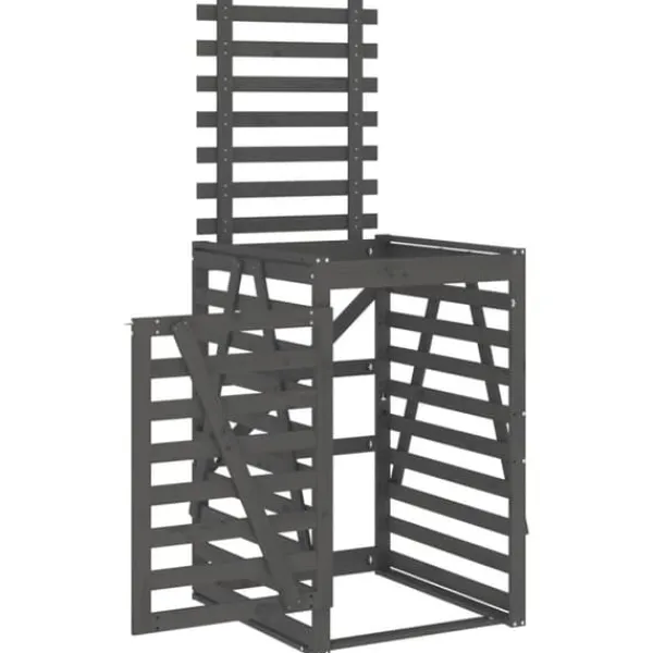 Sopkärlsskjul i massiv furu - Ventilerad design för smidig användning | Färg: Grå | Storlek: 84x90x128,5 cm