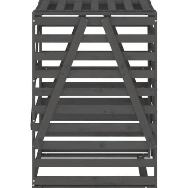 Sopkärlsskjul i massiv furu - Ventilerad design för smidig användning | Färg: Grå | Storlek: 84x90x128,5 cm