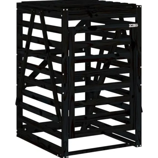 Hot Sopkärlsskjul i massiv furu - Ventilerat och flexibelt | Färg: Svart | Storlek: 84x90x128,5 cm Kompostering