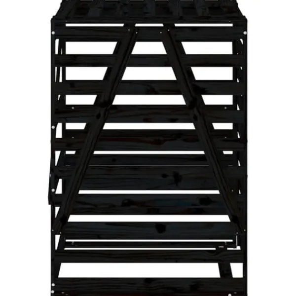 Hot Sopkärlsskjul i massiv furu - Ventilerat och flexibelt | Färg: Svart | Storlek: 84x90x128,5 cm Kompostering