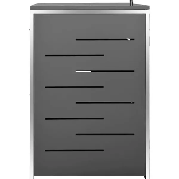 Sopkärlsskjul i rostfritt stål - Robust och stilrent | Storlek: 276,5x77,5x112,5 cm