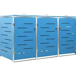 Sopkärlsskjul i rostfritt stål för tre sopkärl | Storlek: 207x77,5x112,5 cm